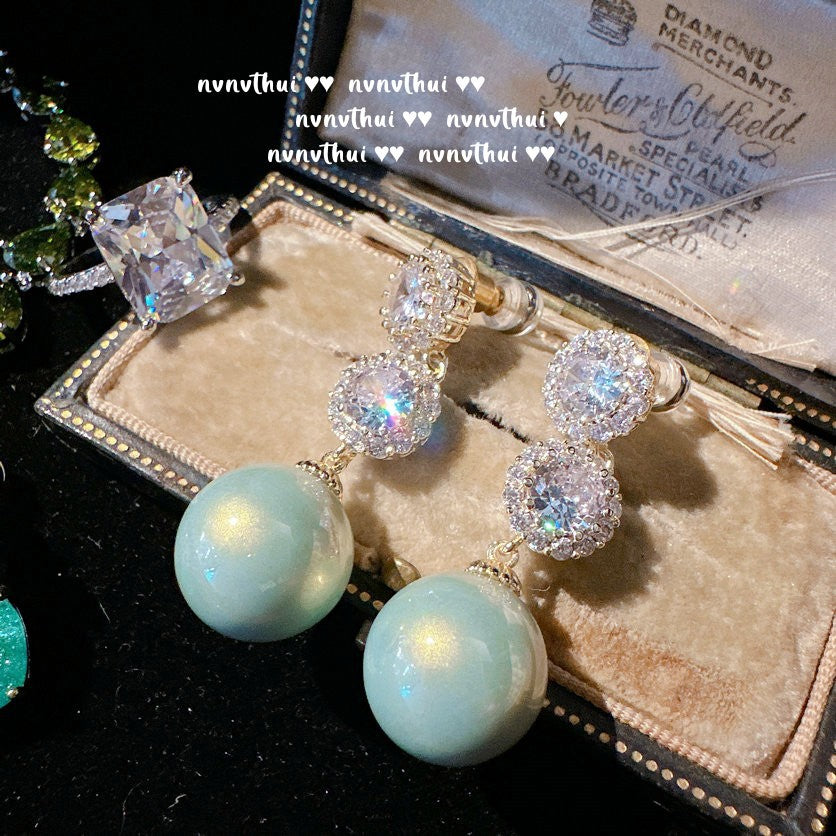 Mojito Green Pearl & Gemstone Earrings