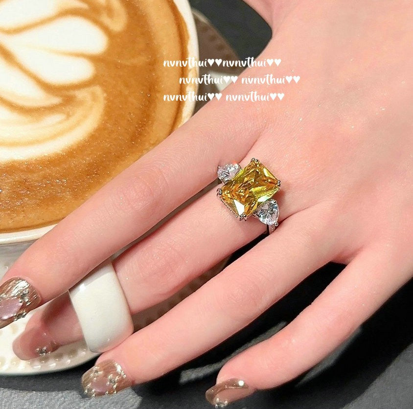 3276NV Sunset Yellow Rectangular Zirconia Open Ring