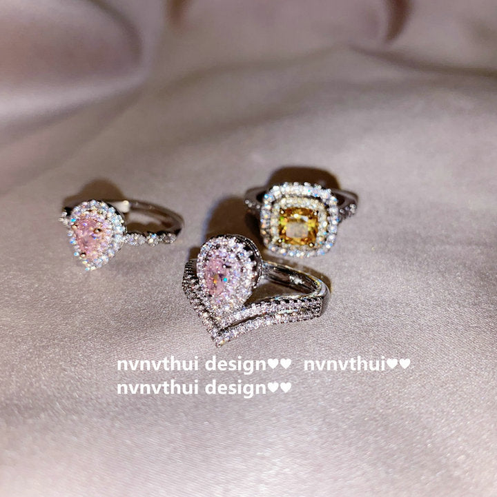 112A Citrine Square Zirconia Ring