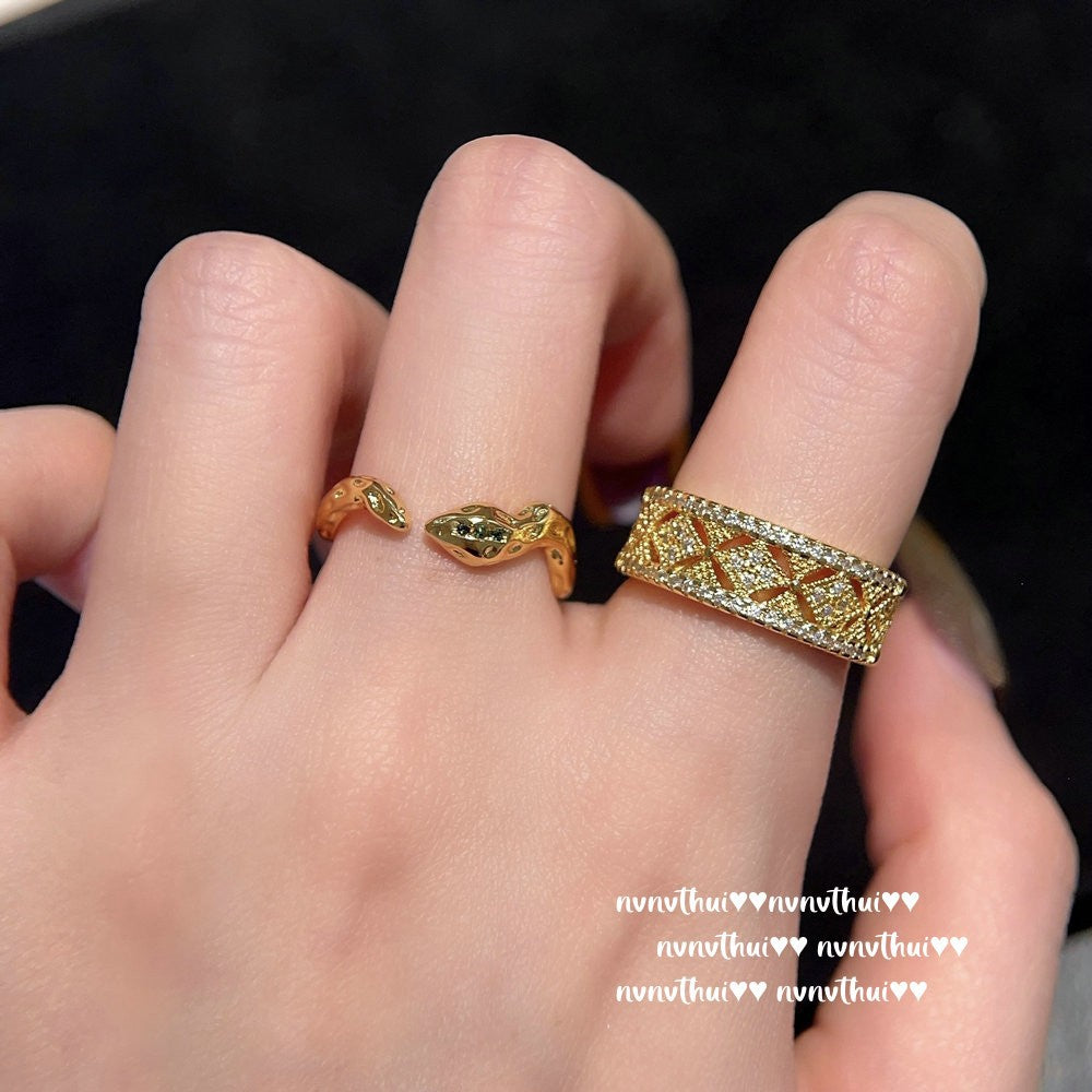 495HAO Cross Vajra Zirconia Open Ring