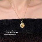 2025ZZ 18K Gold Artificial Tiger's Eye Necklace and Ring Set