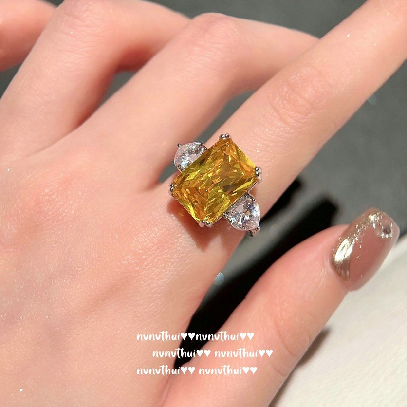 3276NV Sunset Yellow Rectangular Zirconia Open Ring