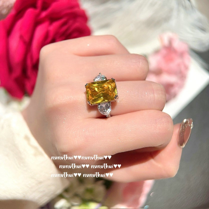 3276NV Sunset Yellow Rectangular Zirconia Open Ring