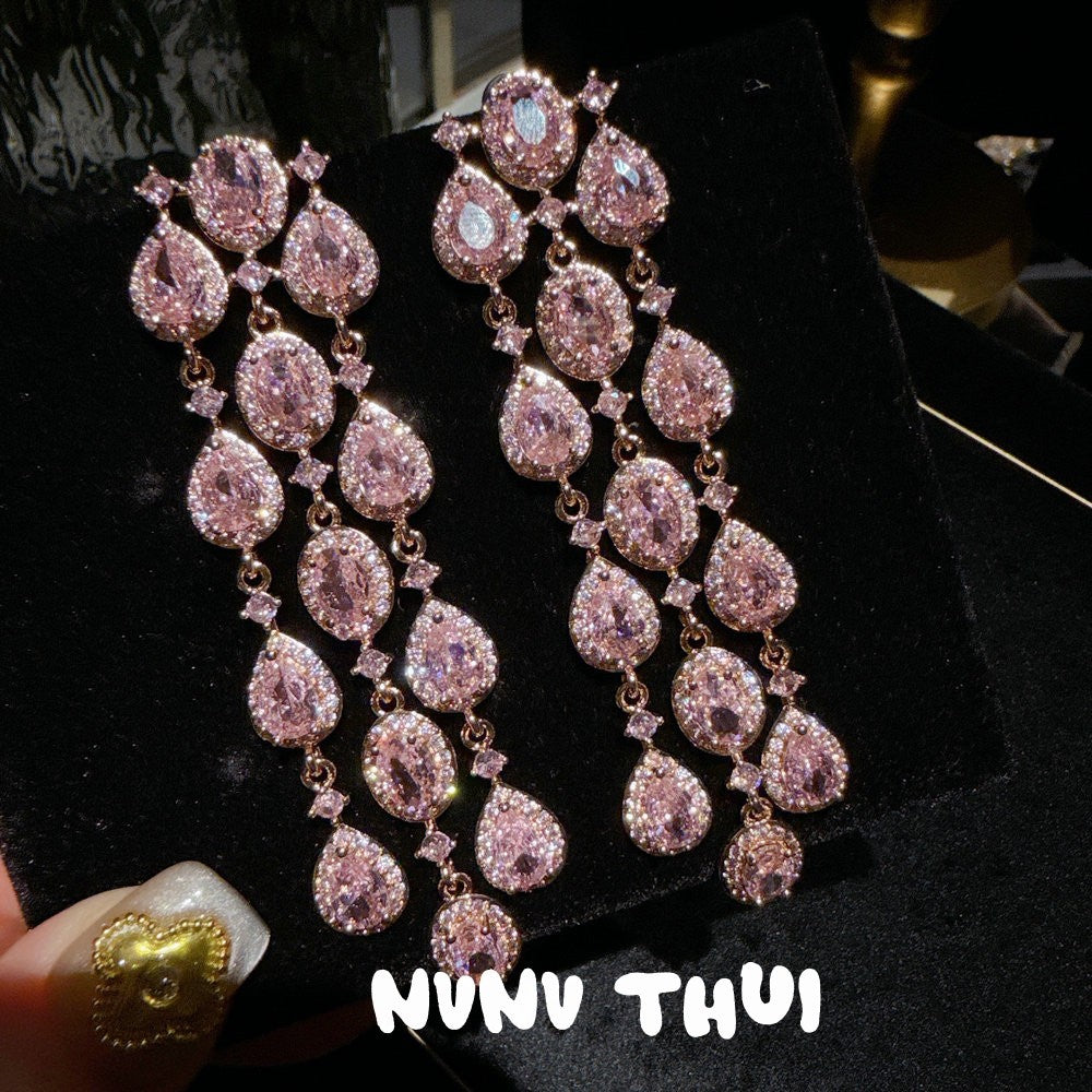 Mozambique Pink Teardrop Gemstone Necklace Earring