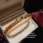 509NV Gold-Plated Filigree Imperial Chalcedony Bangle