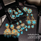 Italian Vintage Carved Turquoise Drop Earrings