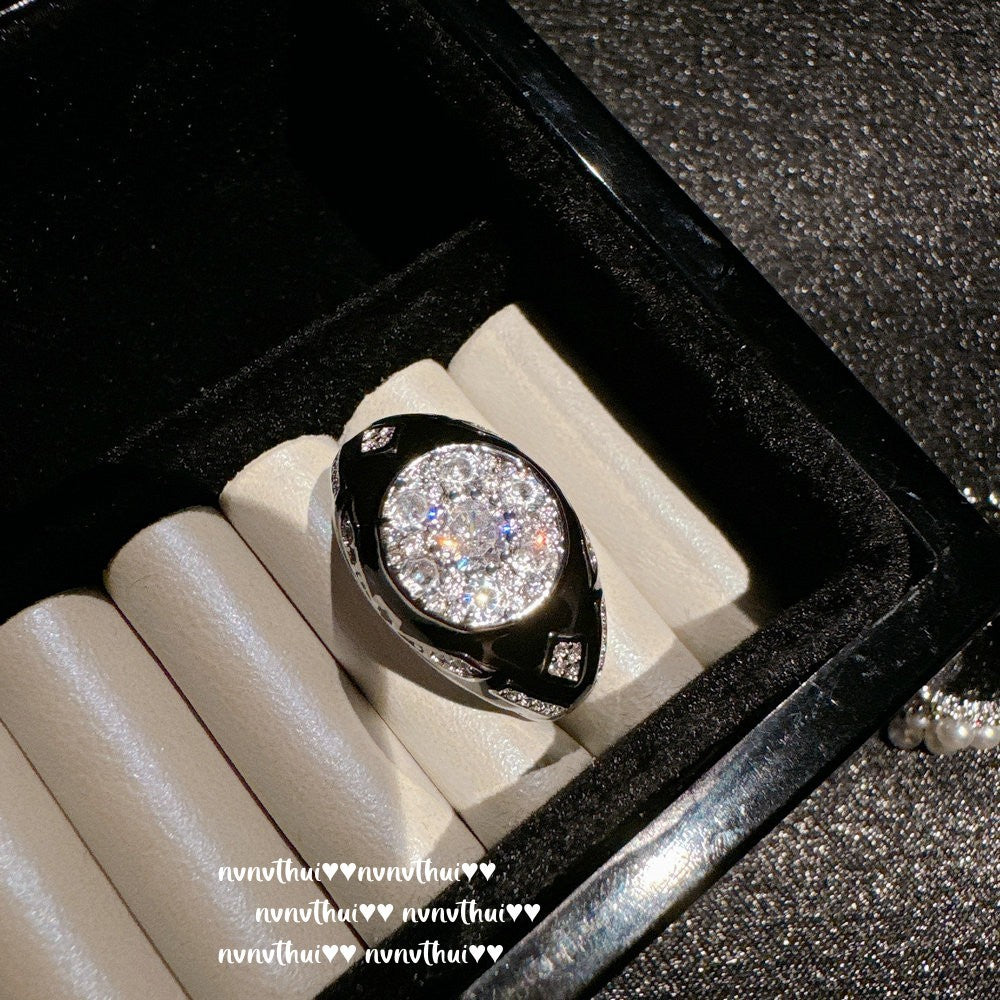 Italian Vintage Arc-Shaped Milky Way Gemstone Ring