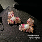 Rouge Pink Panther & Bow Earrings (18K Gold Plated)
