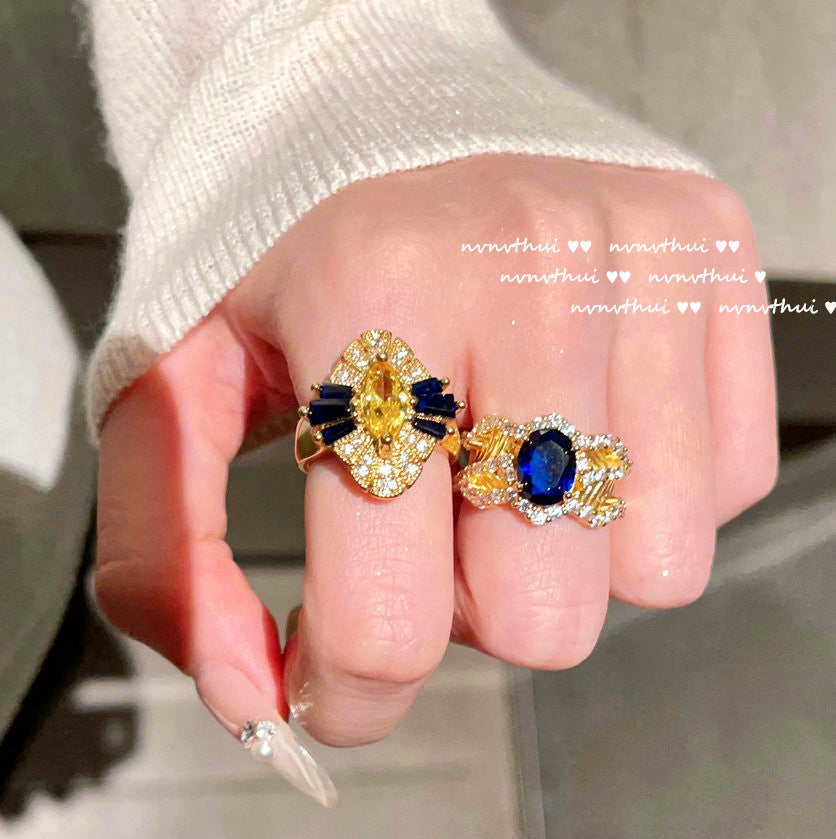 630Z Filigree Deep Sea Blue Zircon Open Ring