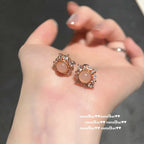 309ZZ Pink Carnelian Sunflower Stud Earrings