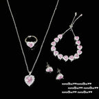 Sweetheart Peach Pink Love Gemstone Bracelet Set