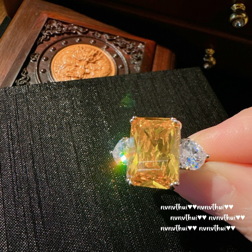 3276NV Sunset Yellow Rectangular Zirconia Open Ring