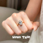 688SS Gold-Placed Starry Oval Open Ring