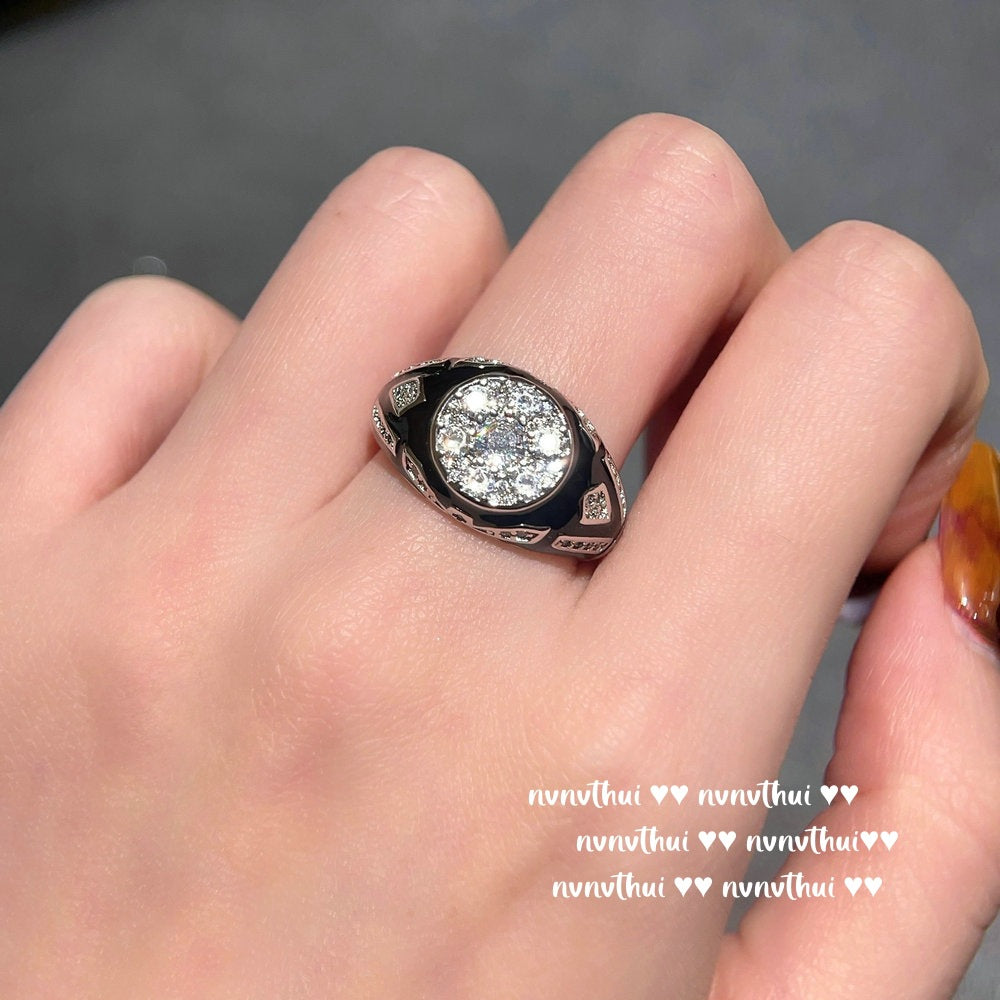 Italian Vintage Arc-Shaped Milky Way Gemstone Ring