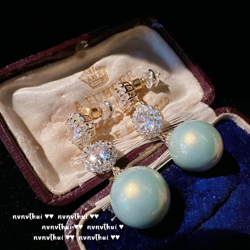 Mojito Green Pearl & Gemstone Earrings
