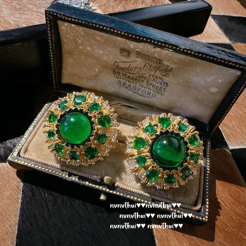 576Y Peacock Green Brushed Geometric Earrings