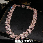 Mozambique Pink Teardrop Gemstone Necklace Earring