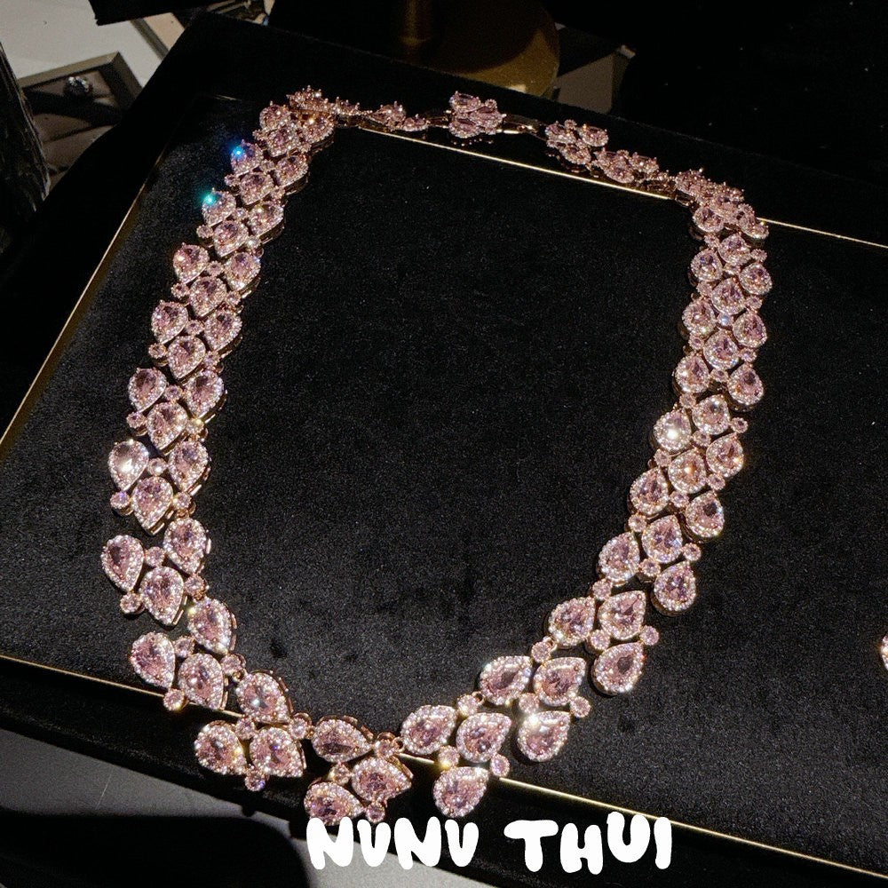 Mozambique Pink Teardrop Gemstone Necklace Earring