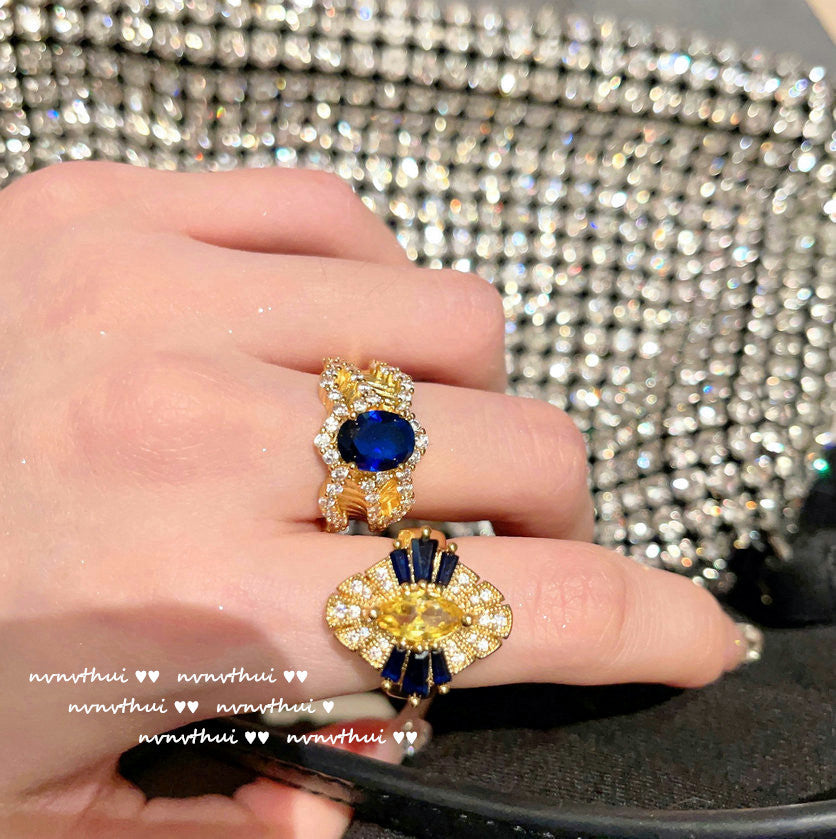 630Z Filigree Deep Sea Blue Zircon Open Ring