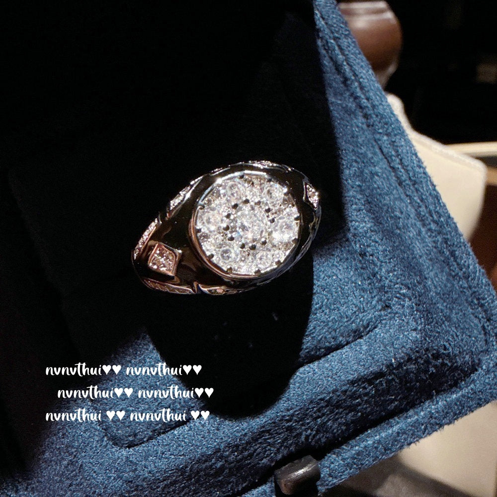 Italian Vintage Arc-Shaped Milky Way Gemstone Ring