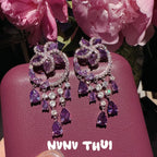 Iris Purple Waterdrop Wreath Gemstone Earrings