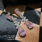 433CA Pink Teardrop Flower Earrings