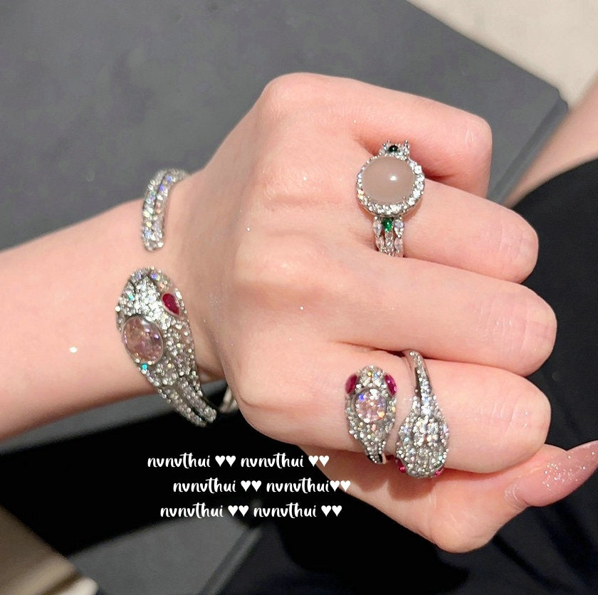 756S Artificial Agate Open Ring