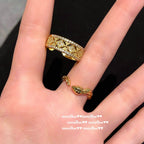 495HAO Cross Vajra Zirconia Open Ring