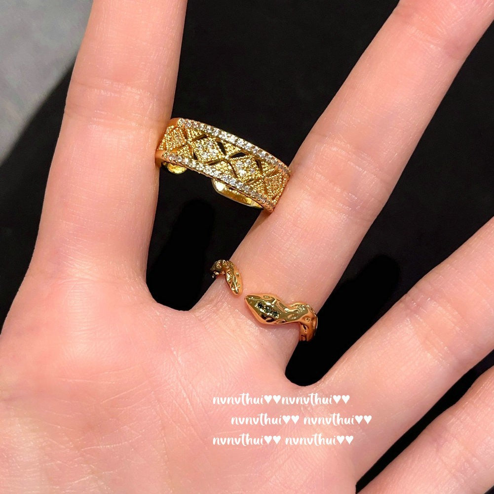 495HAO Cross Vajra Zirconia Open Ring