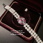 902FLI Rubellite Pink Zircon and Pearl Bracelet