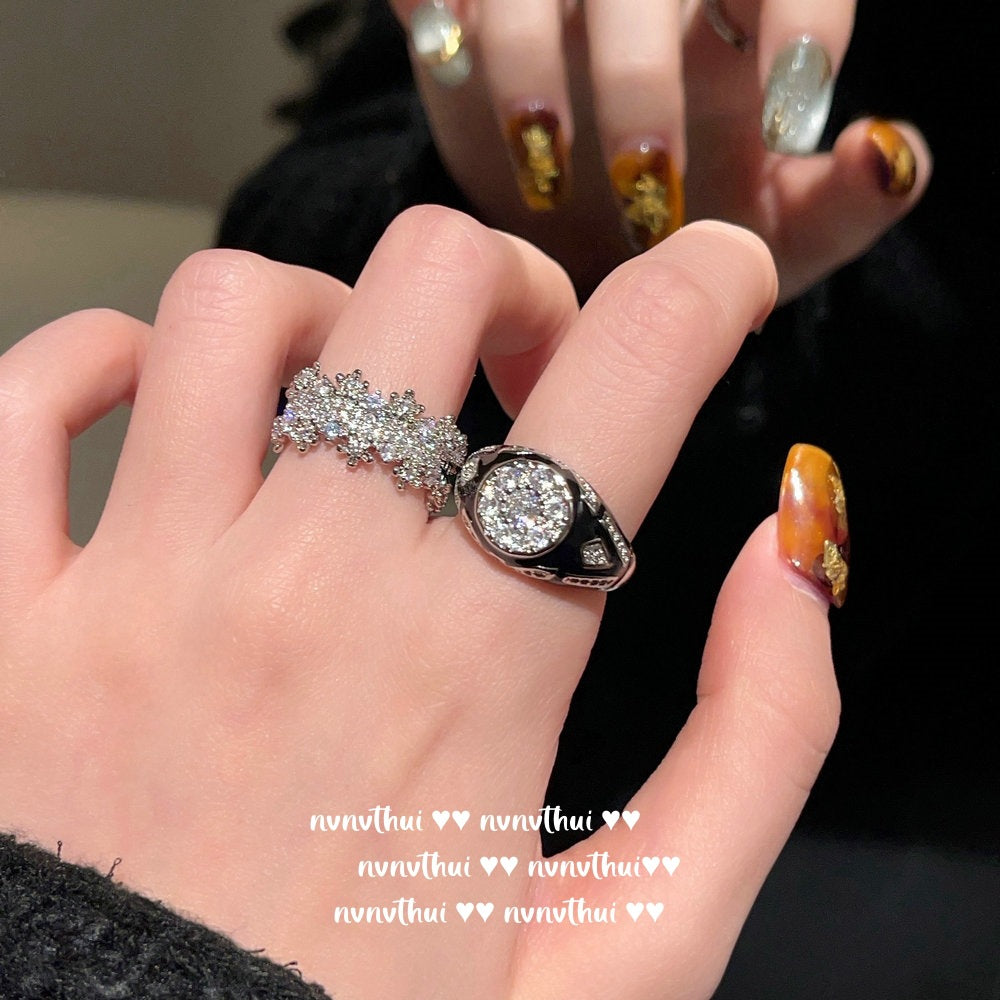 Italian Vintage Arc-Shaped Milky Way Gemstone Ring