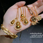 Antique Gold Filigree Double Hulu Pendant Necklace