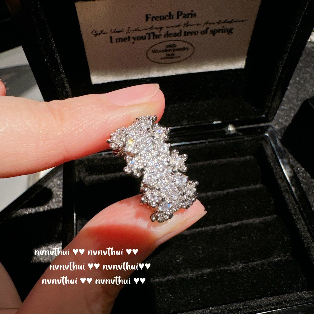 Italian Vintage Arc-Shaped Milky Way Gemstone Ring