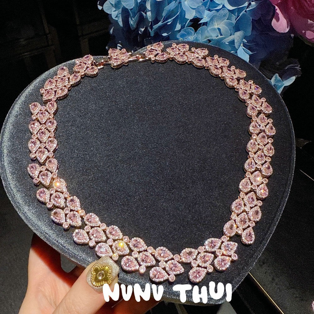 Mozambique Pink Teardrop Gemstone Necklace Earring