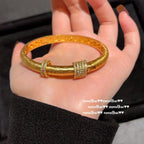 Italian Vintage Brushed Engraved Nebula Gemstone Bangle