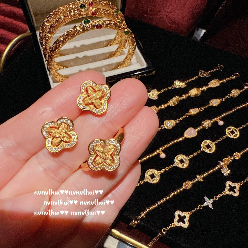Vine & Petal Collection (Earrings + Open Ring) 509ZZ