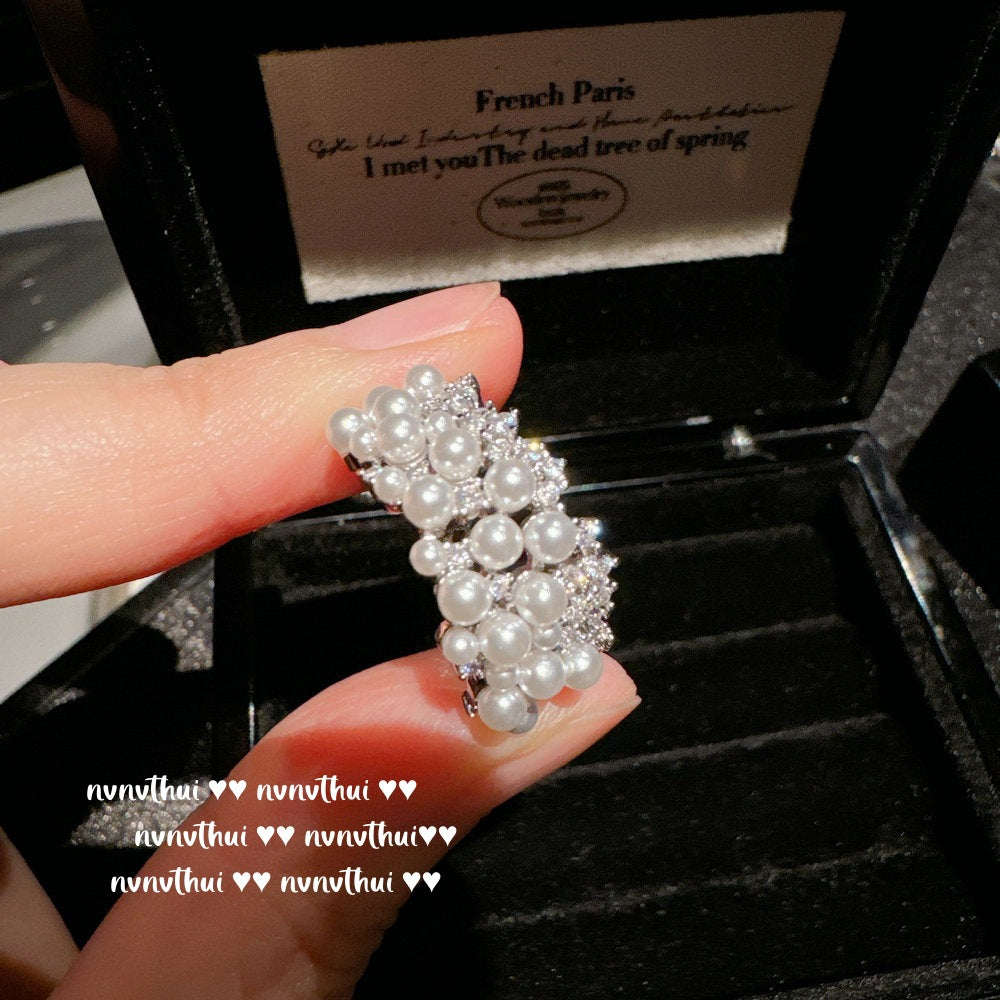 Italian Vintage Arc-Shaped Milky Way Gemstone Ring
