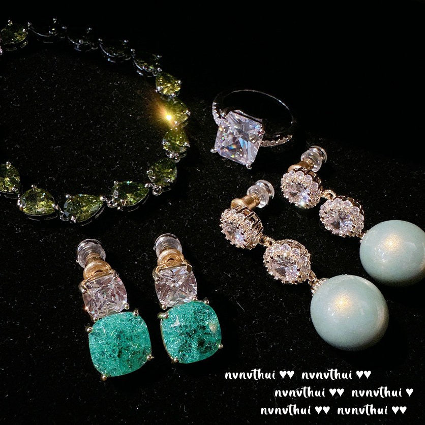 Mojito Green Pearl & Gemstone Earrings