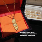 784S Vintage Brushed Diamond-Accented Lucky Bean Necklace
