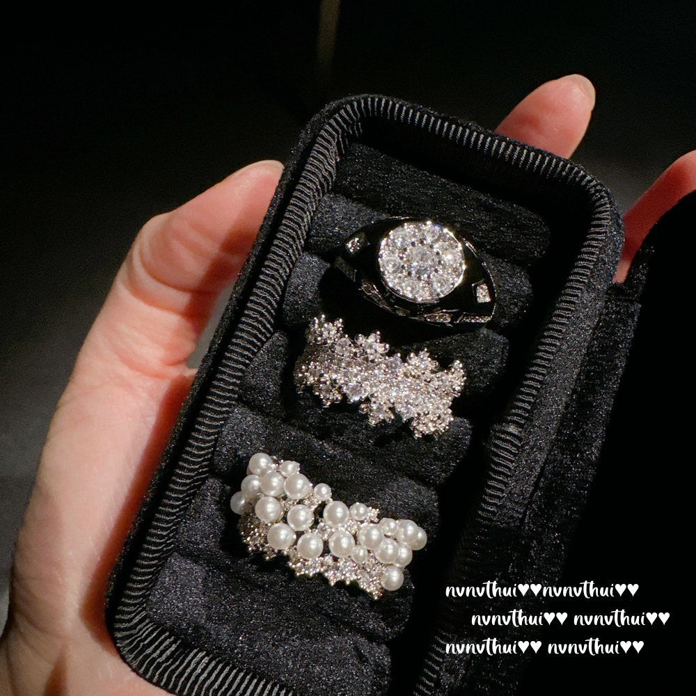 Italian Vintage Arc-Shaped Milky Way Gemstone Ring