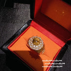 2025ZZ 18K Gold Brushed Artificial Tiger's Eye Starry Open Ring