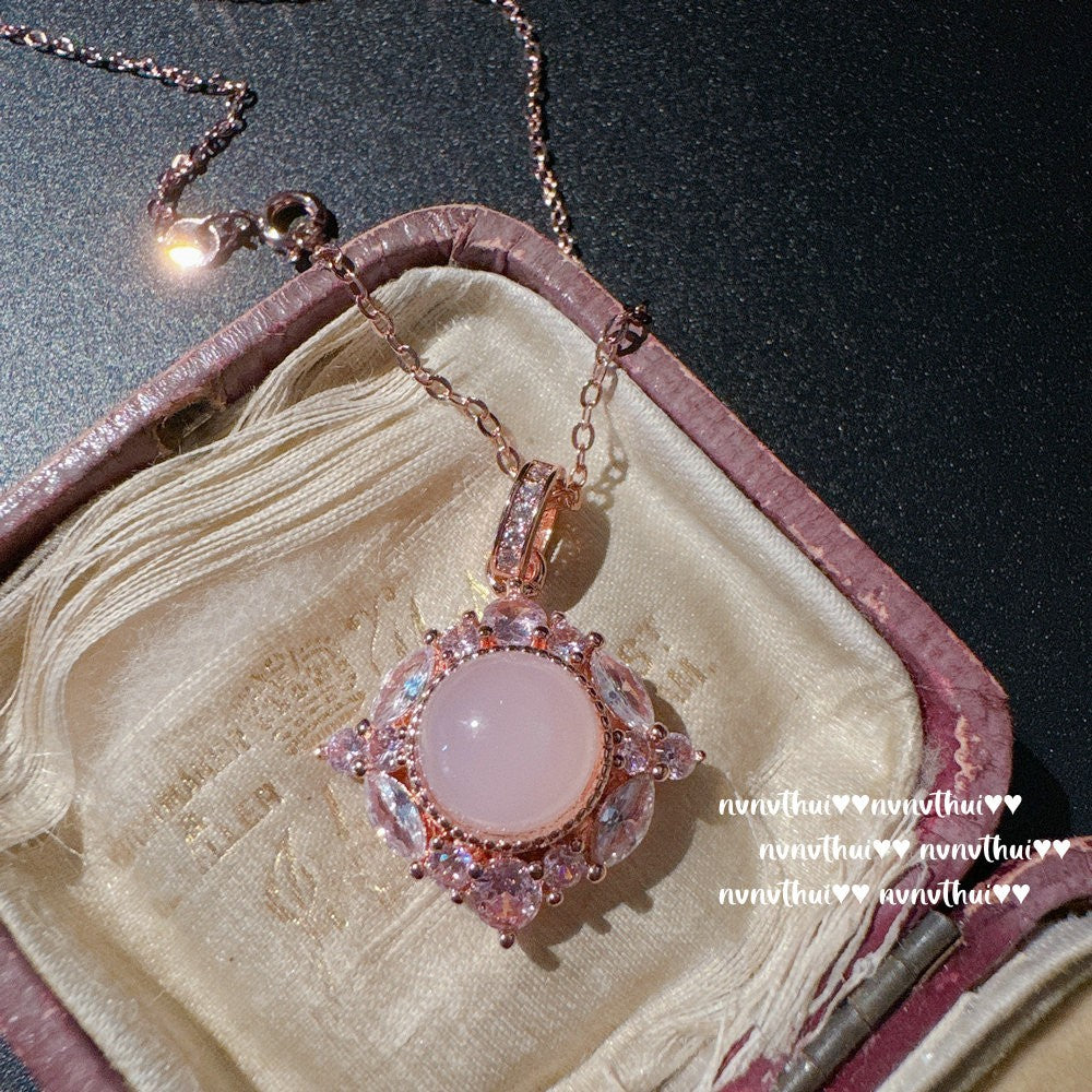 309ZZ Pink Carnelian Sunflower Necklace
