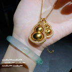 Antique Gold Filigree Double Hulu Pendant Necklace