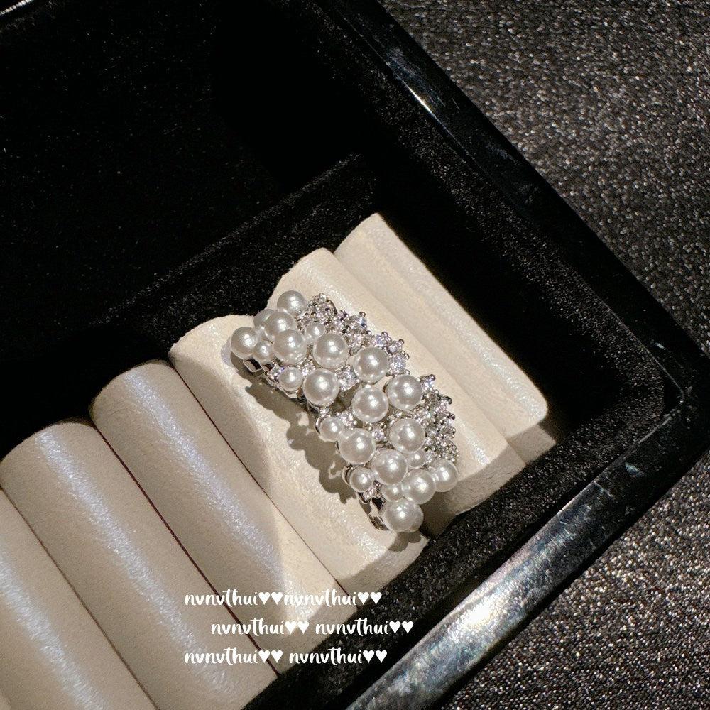 Italian Vintage Arc-Shaped Milky Way Gemstone Ring