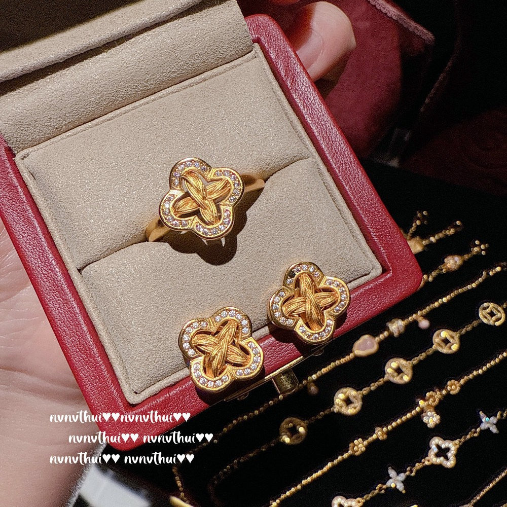 Vine & Petal Collection (Earrings + Open Ring) 509ZZ
