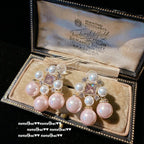 211P Barbie Pink Pearl Fringe Earrings