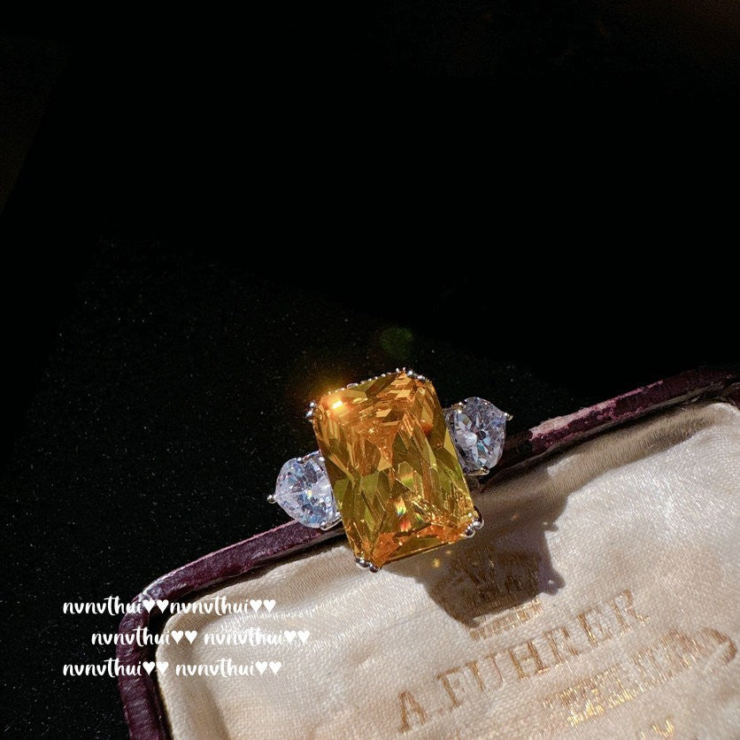3276NV Sunset Yellow Rectangular Zirconia Open Ring