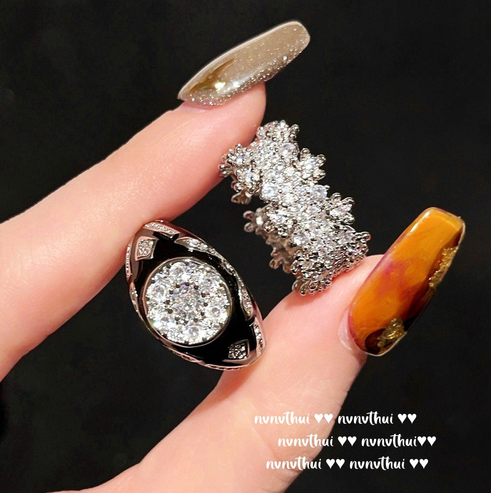 Italian Vintage Arc-Shaped Milky Way Gemstone Ring