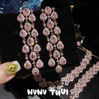 Mozambique Pink Teardrop Gemstone Necklace Earring