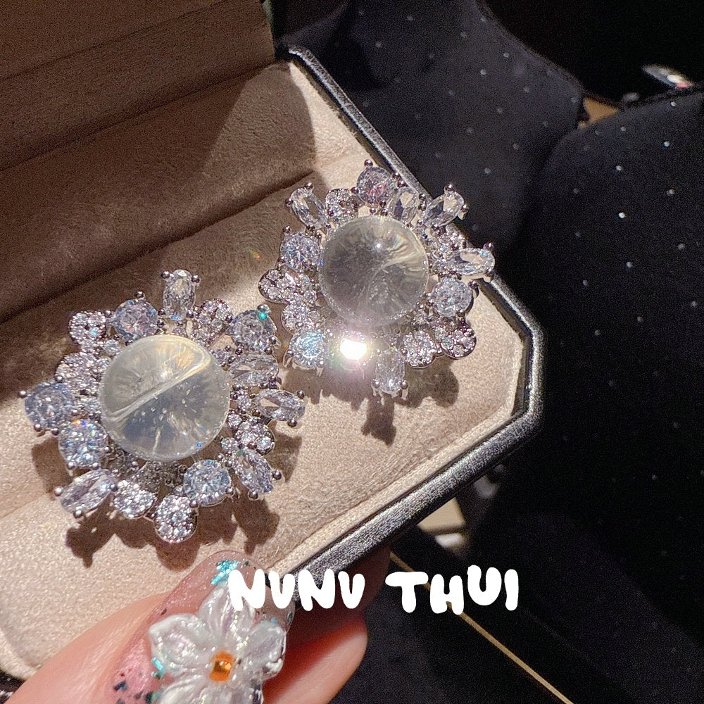 Glass-Crystal Sunflower Gemstone Earrings